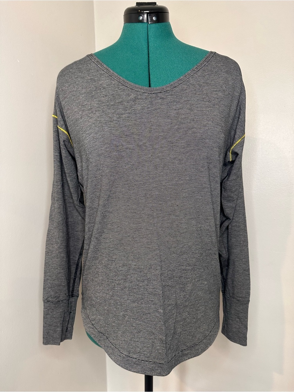 lululemon athletica Gray (fine lines) Long-Sleeve Tee with Yellow Trim